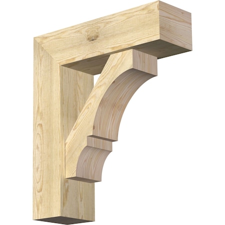 Ekena Millwork Balboa Block Rough Sawn Bracket w/ Offset Brace, Douglas Fir, 8"W x 26"D x 30"H BKT0806X26X30BOA05RDF
